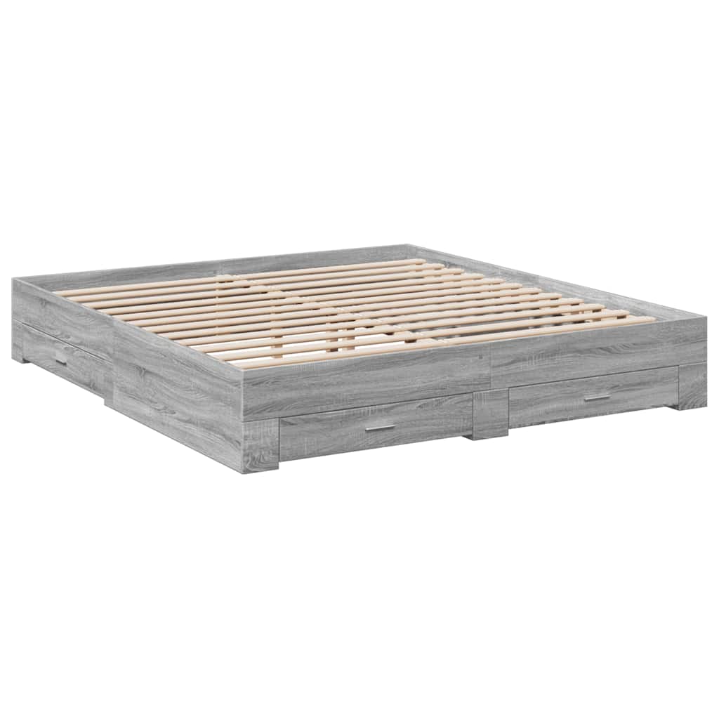 Bed Frame | Grey Sonoma | Engineered wood, Plywood
