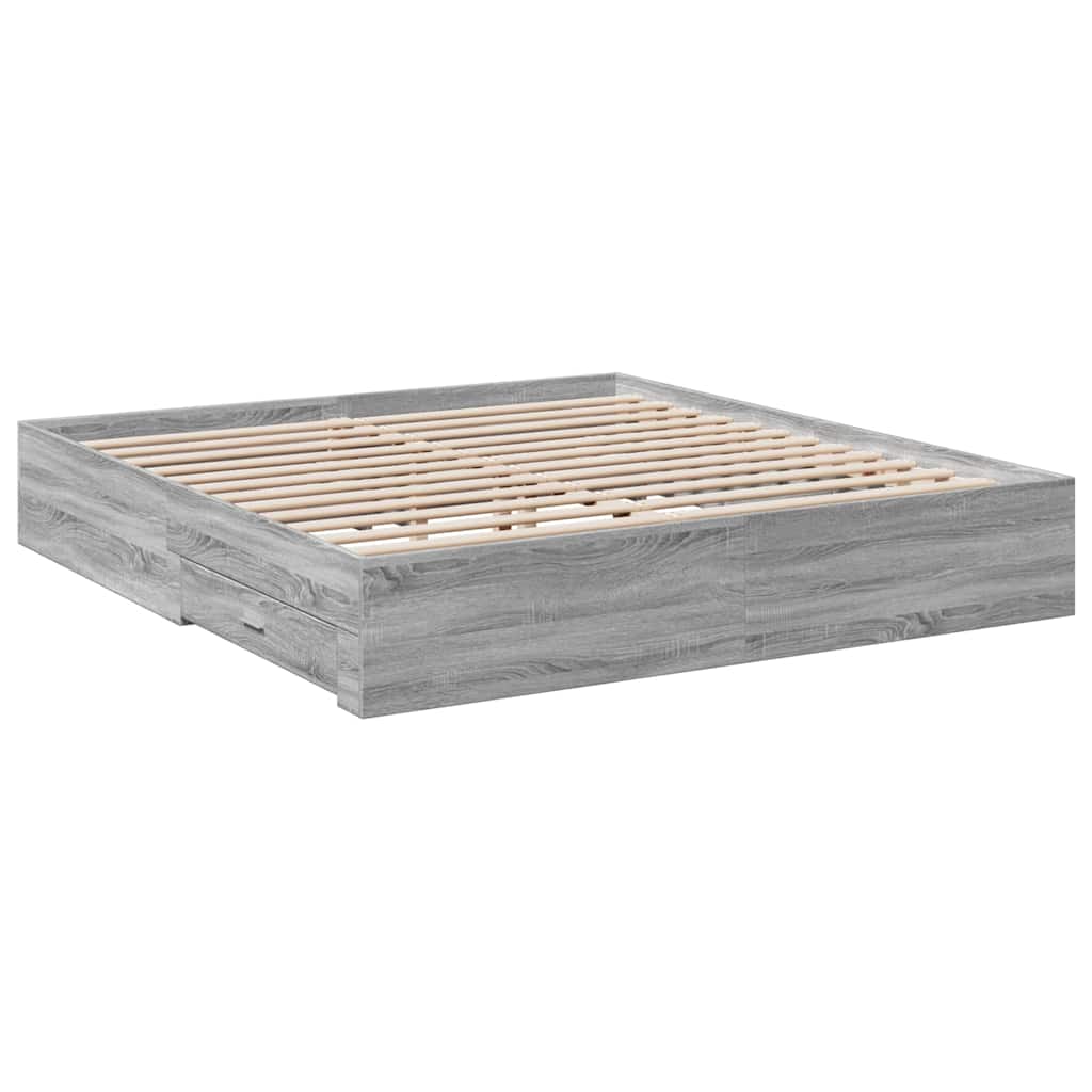 Bed Frame | Grey Sonoma | Engineered wood, Plywood