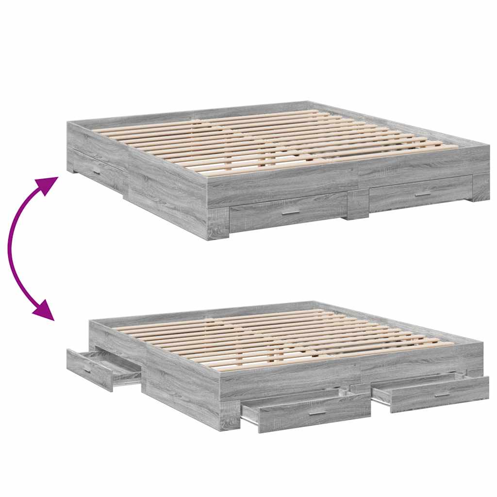 Bed Frame | Grey Sonoma | Engineered wood, Plywood