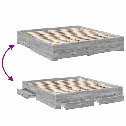 Bed Frame | Grey Sonoma | Engineered wood, Plywood
