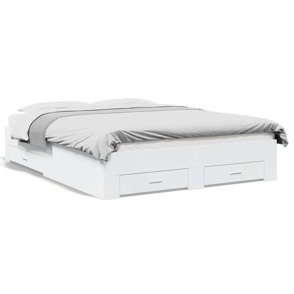 Bed Frame | White | Engineered Wood | Double | Bed Frame | Rectangular