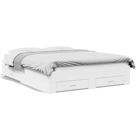Bed Frame with Drawers without Mattress White 160x200 cm