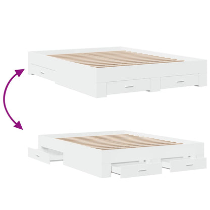 Bed Frame | White | Engineered Wood | Double | Bed Frame | Rectangular