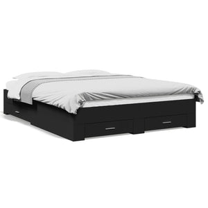 Bed Frame with Drawers without Mattress Black 160x200 cm