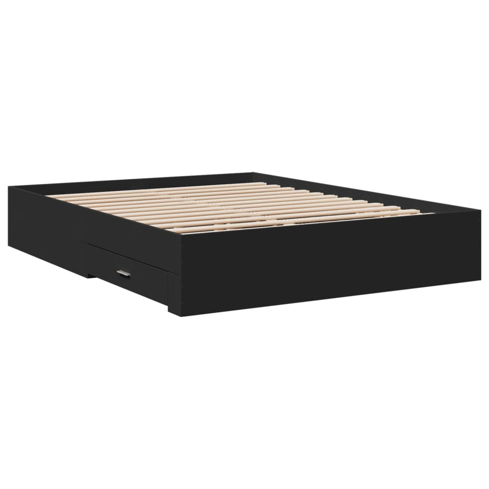 Bed Frame with Drawers without Mattress Black 160x200 cm