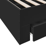 Bed Frame with Drawers without Mattress Black 160x200 cm