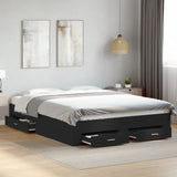 Bed Frame with Drawers without Mattress Black 160x200 cm