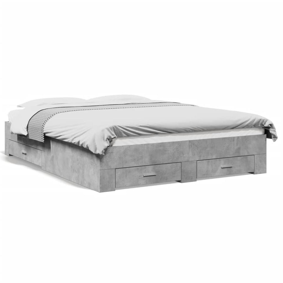 Bed Frame with Drawers without Mattress Concrete Grey 160x200 cm