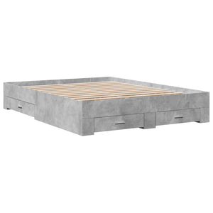 Bed Frame with Drawers without Mattress Concrete Grey 160x200 cm