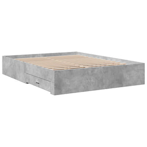 Bed Frame with Drawers without Mattress Concrete Grey 160x200 cm