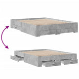 Bed Frame with Drawers without Mattress Concrete Grey 160x200 cm