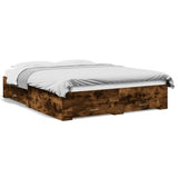 Bed Frame with Drawers without Mattress Smoked Oak 160x200 cm