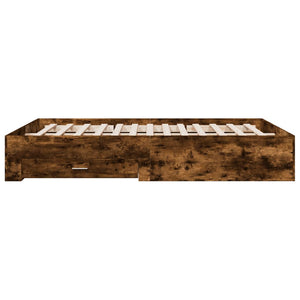 Bed Frame with Drawers without Mattress Smoked Oak 160x200 cm