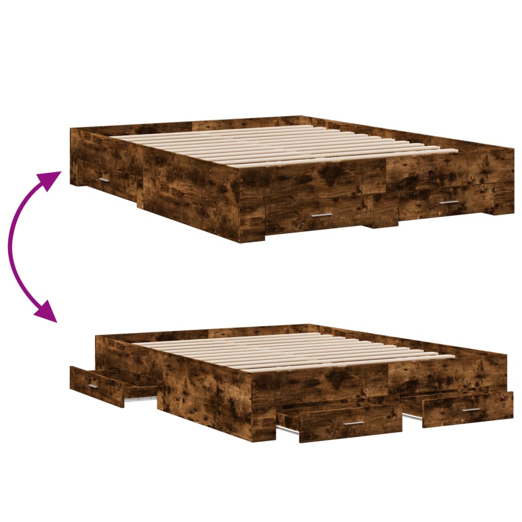 Bed Frame | Smoked Oak | Engineered Wood | Double | Bed Frame