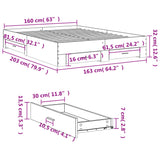 Bed Frame with Drawers without Mattress Smoked Oak 160x200 cm