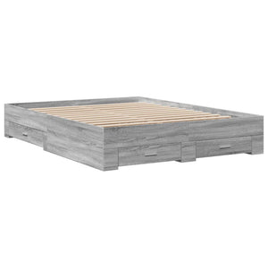 Bed Frame with Drawers without Mattress Grey Sonoma 160x200 cm