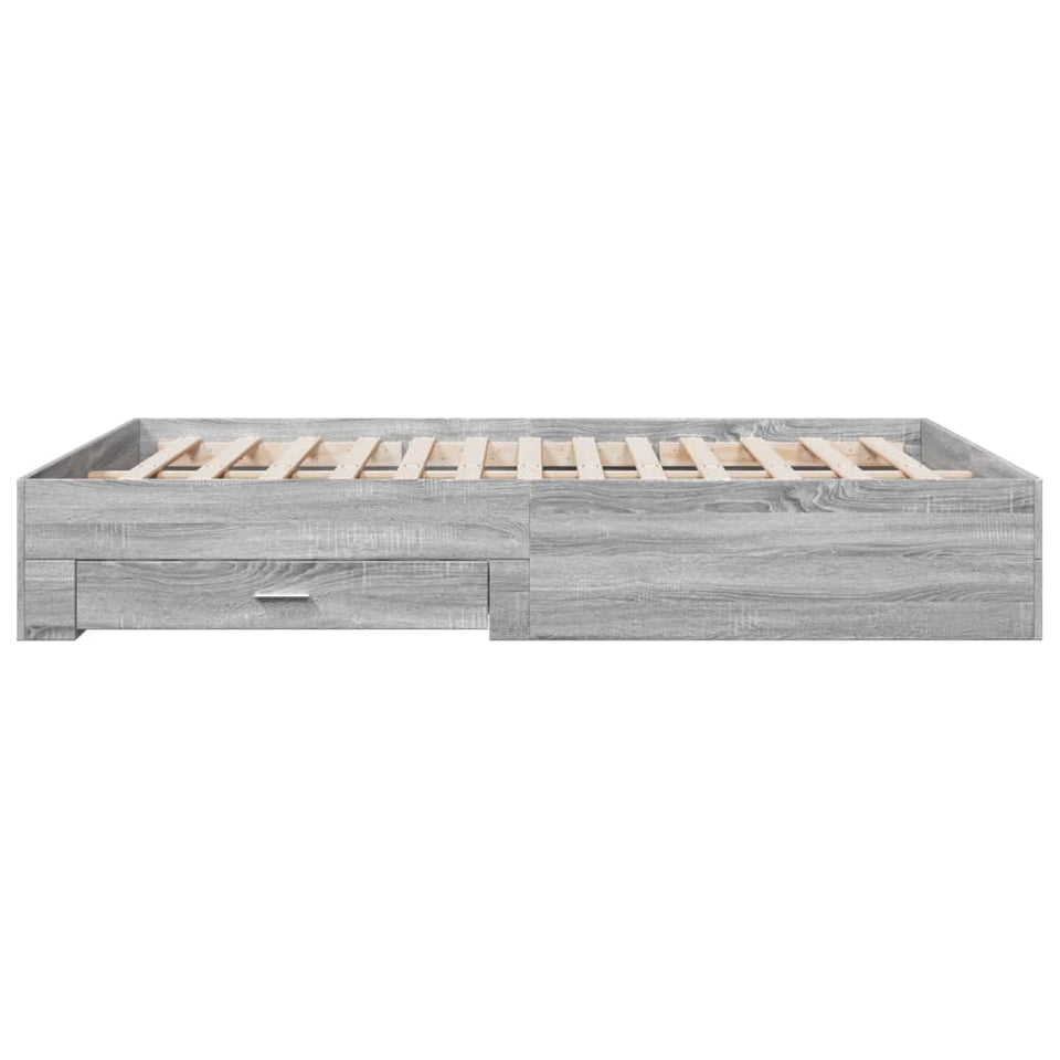 Bed Frame with Drawers without Mattress Grey Sonoma 160x200 cm