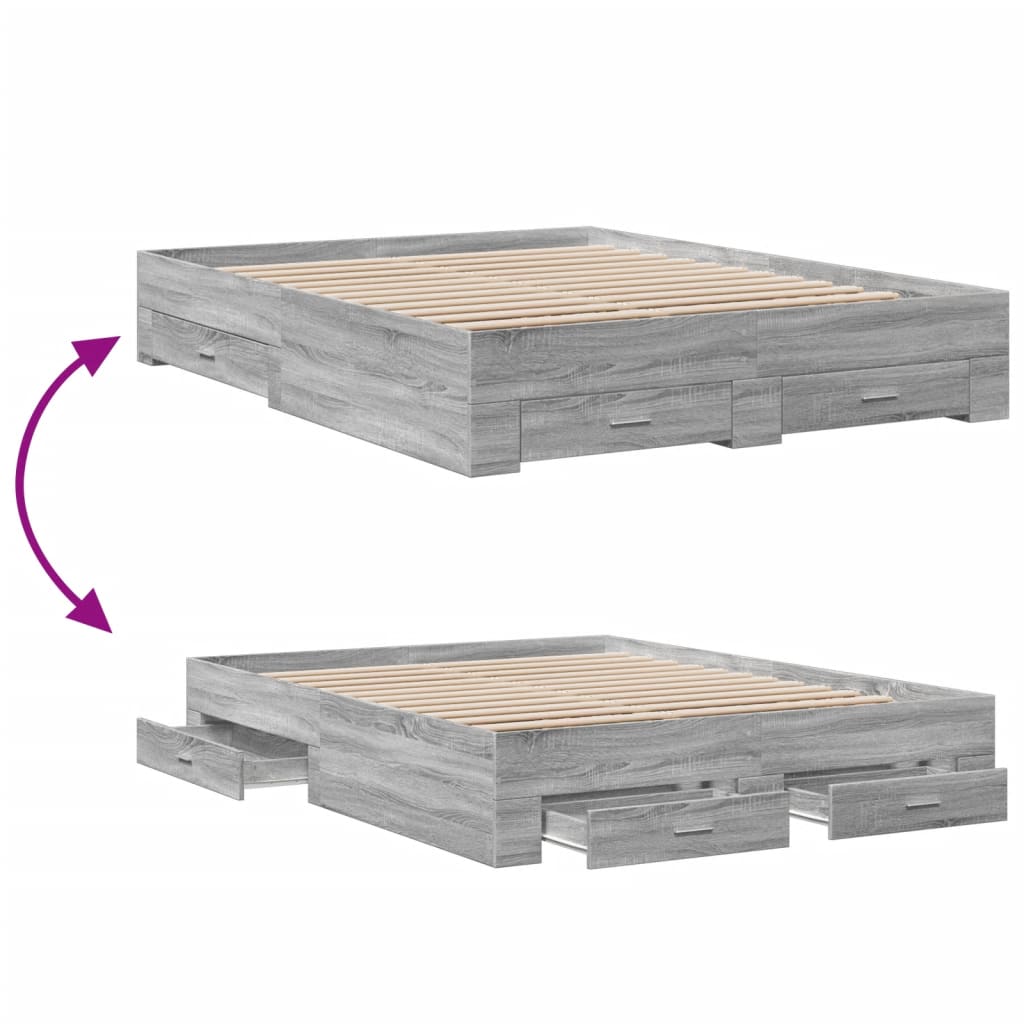 Bed Frame | Grey Sonoma | Engineered wood, Plywood | Double | Bed Frame