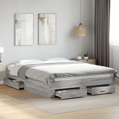 Bed Frame | Grey Sonoma | Engineered wood, Plywood | Double | Bed Frame