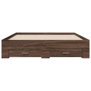 Bed Frame with Drawers without Mattress Brown Oak 160x200 cm