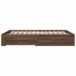 Bed Frame with Drawers without Mattress Brown Oak 160x200 cm