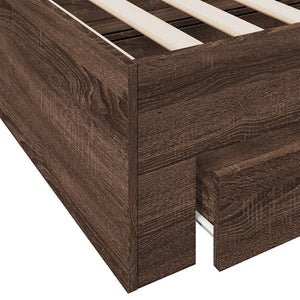 Bed Frame with Drawers without Mattress Brown Oak 160x200 cm