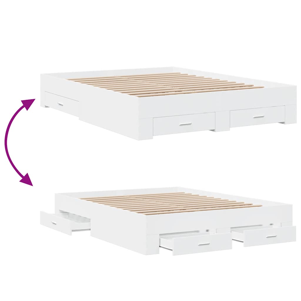 Bed Frame | White | Engineered wood and plywood | King Size | Bed Frame
