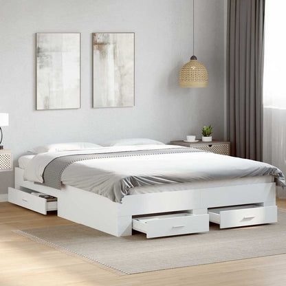 Bed Frame | White | Engineered wood and plywood | King Size | Bed Frame