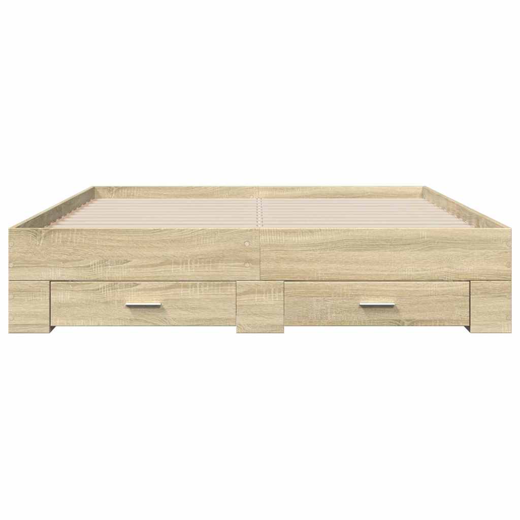 Bed Frame with Drawers without Mattress Sonoma Oak 150x200 cm King Size