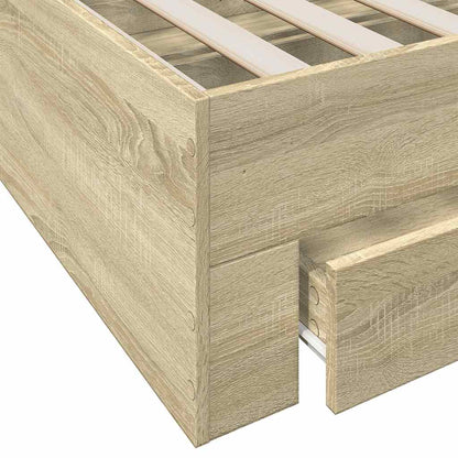 Bed Frame with Drawers without Mattress Sonoma Oak 150x200 cm King Size