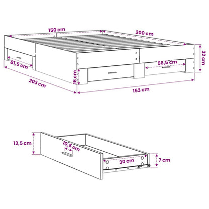 Bed Frame with Drawers without Mattress Sonoma Oak 150x200 cm King Size