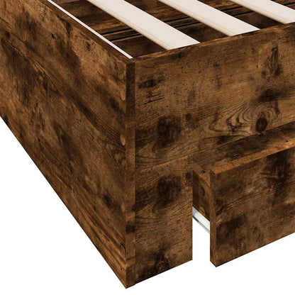 Bed Frame with Drawers without Mattress Smoked Oak 150x200 cm King Size