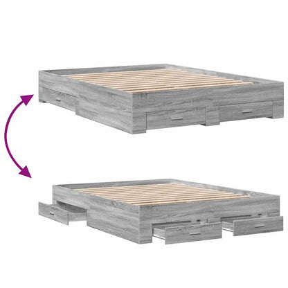 Bed Frame | Grey Sonoma | Engineered wood | King | Bed Frame