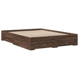 Bed Frame with Drawers without Mattress Brown Oak 150x200 cm King Size