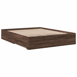 Bed Frame with Drawers without Mattress Brown Oak 150x200 cm King Size