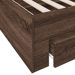 Bed Frame with Drawers without Mattress Brown Oak 150x200 cm King Size