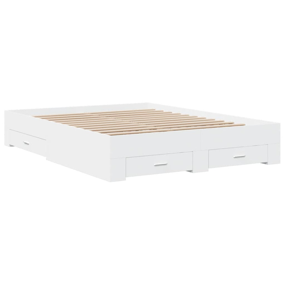 Bed Frame with Drawers without Mattress White 140x200 cm