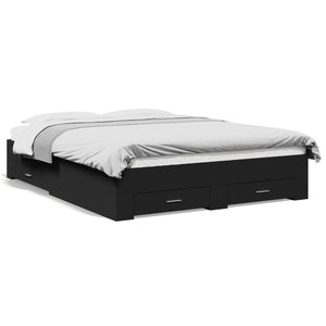 Bed Frame with Drawers without Mattress Black 140x200 cm