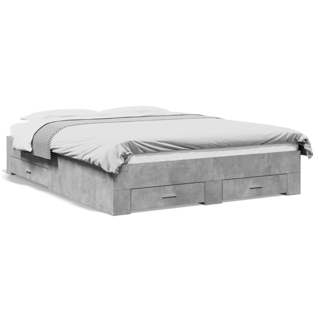 Bed Frame | Concrete Grey | Engineered wood | Double | Bed Frame