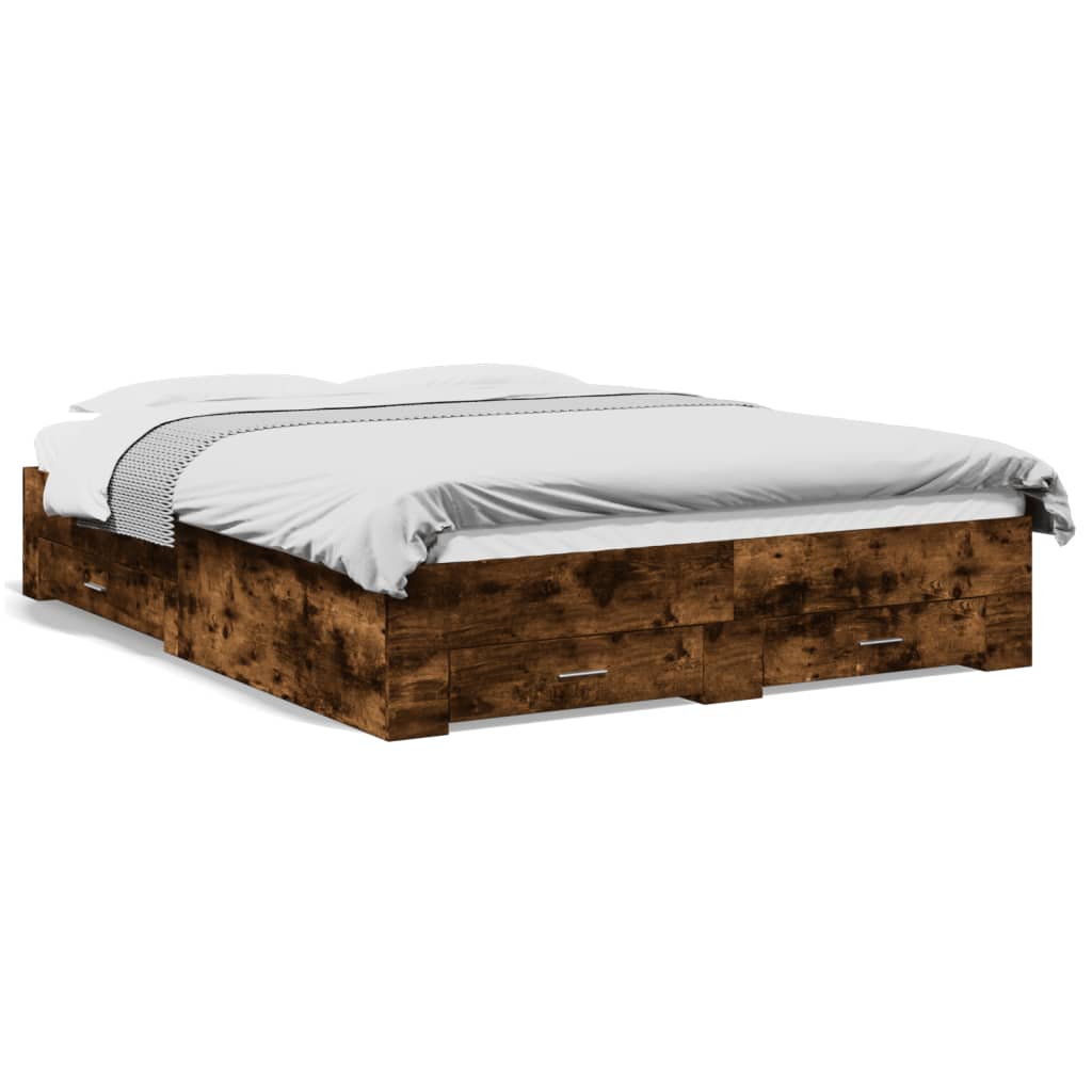 Bed Frame | Smoked oak | Engineered wood, Plywood | Double | Bed Frame
