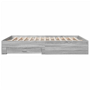 Bed Frame with Drawers without Mattress Grey Sonoma 140x200 cm