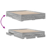 Bed Frame with Drawers without Mattress Grey Sonoma 140x200 cm