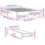 Bed Frame with Drawers without Mattress White 120x200 cm