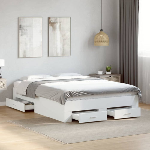 Bed Frame with Drawers without Mattress White 120x200 cm