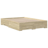 Bed Frame with Drawers without Mattress Sonoma Oak 120x200 cm