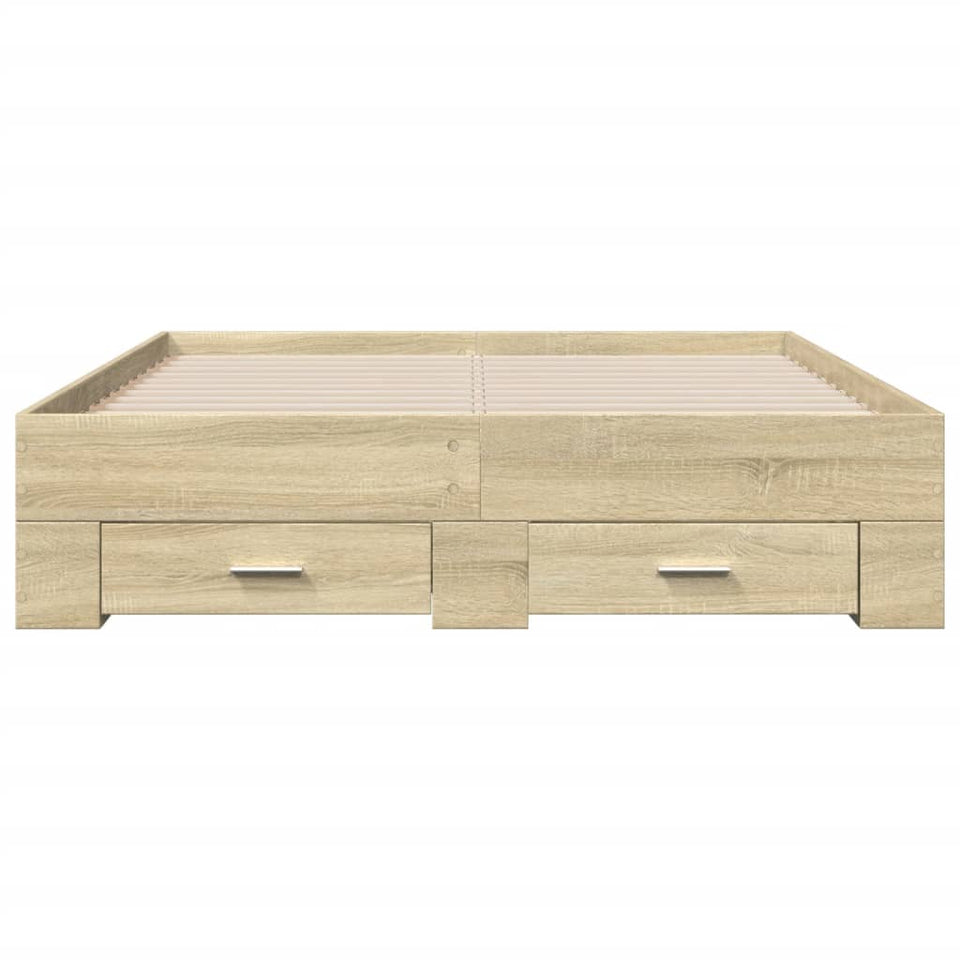 Bed Frame with Drawers without Mattress Sonoma Oak 120x200 cm