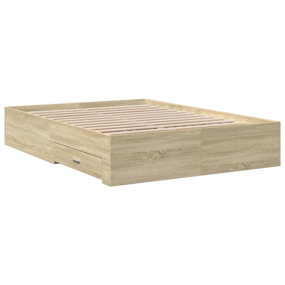 Bed Frame with Drawers without Mattress Sonoma Oak 120x200 cm