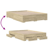 Bed Frame with Drawers without Mattress Sonoma Oak 120x200 cm