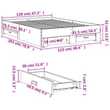 Bed Frame with Drawers without Mattress Sonoma Oak 120x200 cm