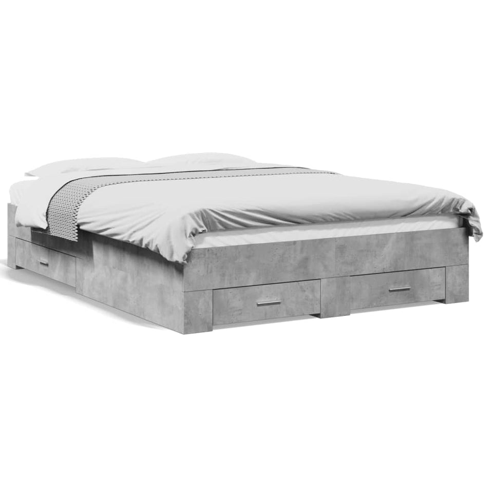 Bed Frame with Drawers without Mattress Concrete Grey 120x200 cm